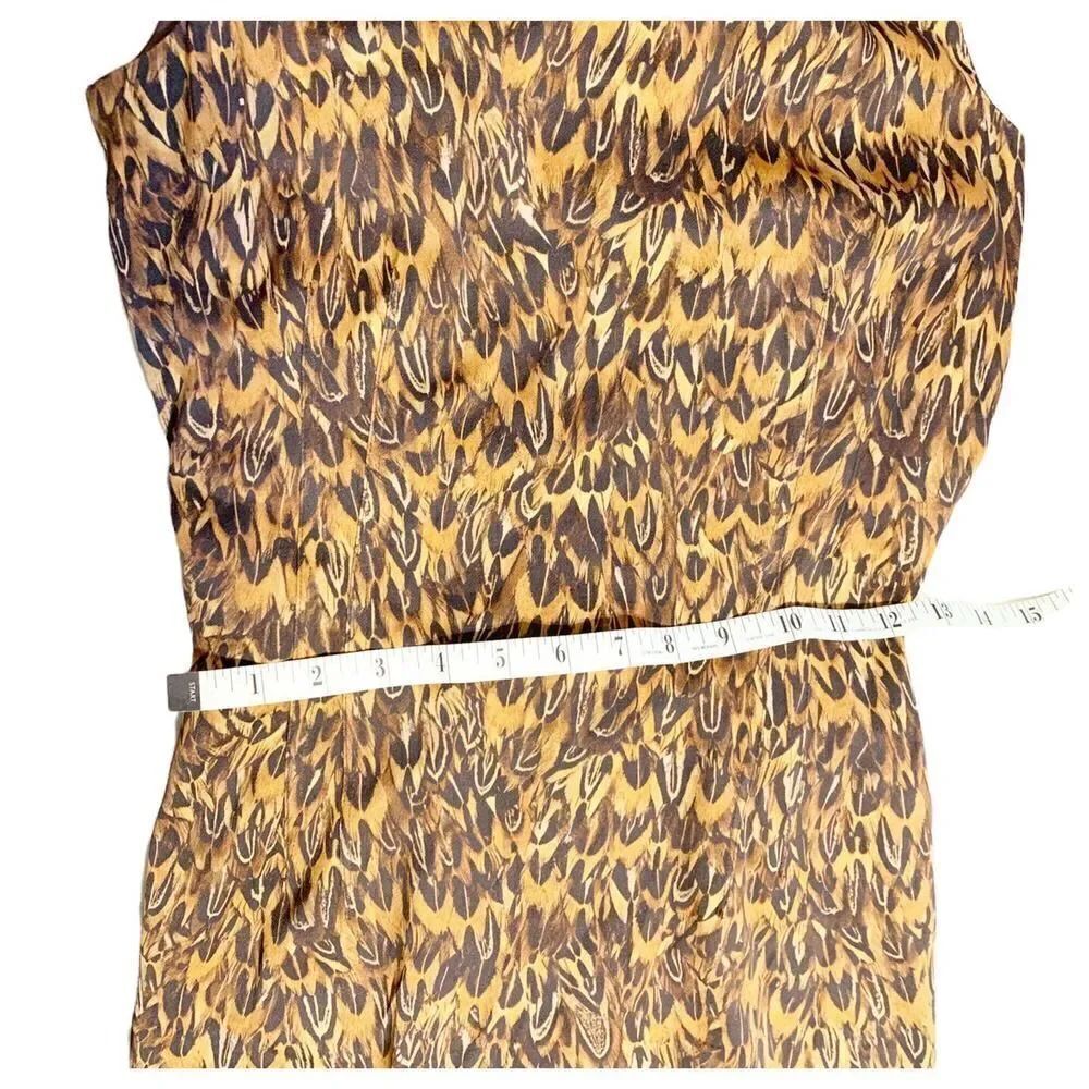 Brown Michael Kors Collection Feather Print Midi Dress Women’s Size 2 Made Italy - Picture 9 of 12
